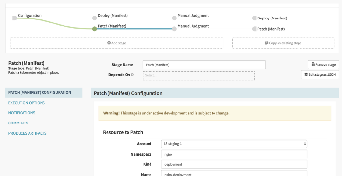 Patch Manifest, Note: k8-staging-1 under Account Setting