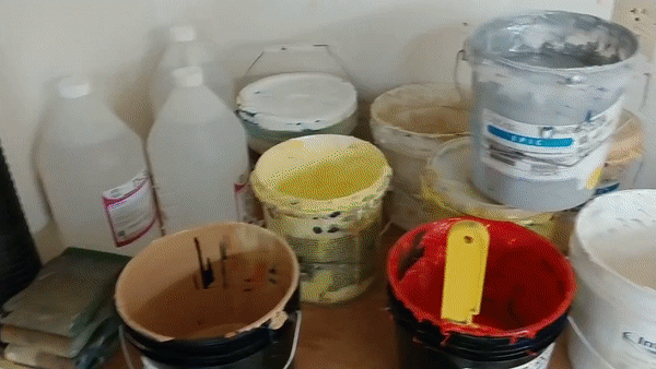 A screen printing ink mixing station.