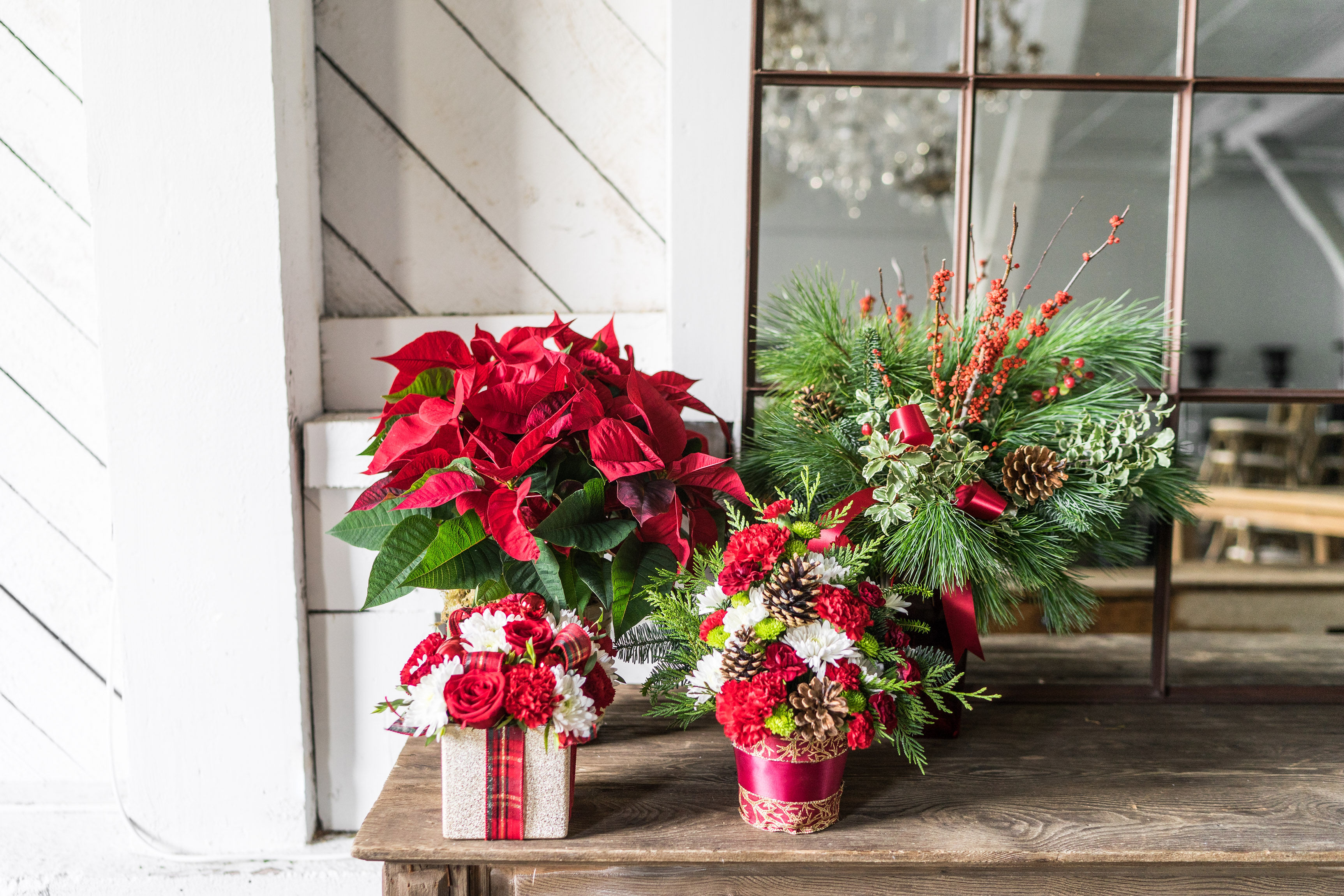 Group of Christmas Flower Arrangements