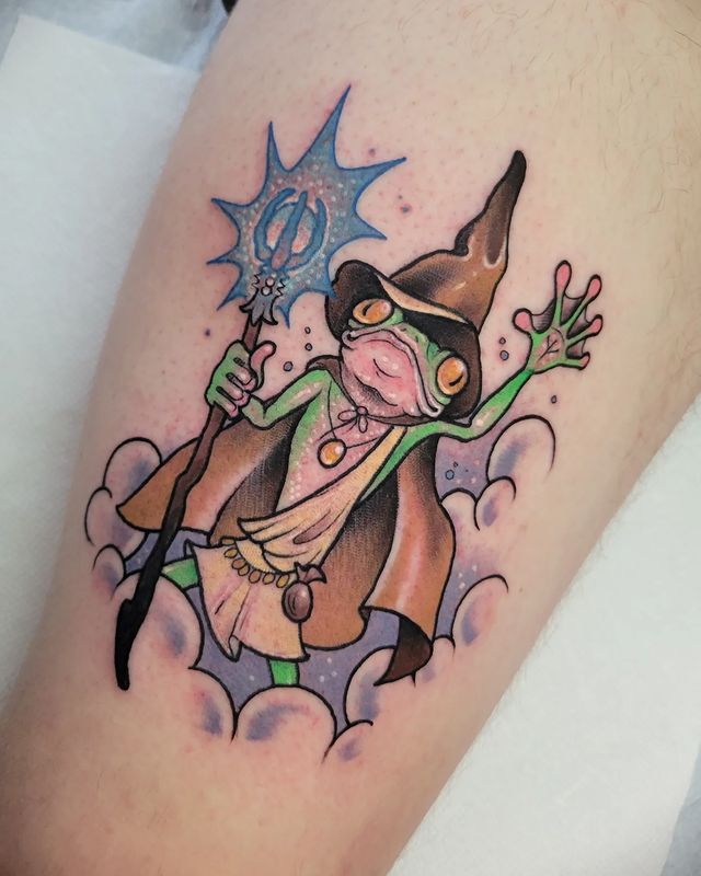 frog wizard tattoo by stampy goblyn