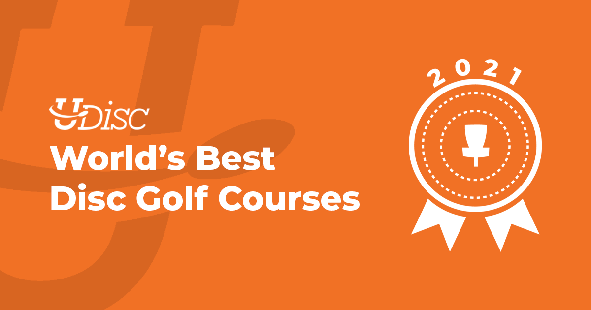 White text saying  "UDisc World's Best Courses" on orange background