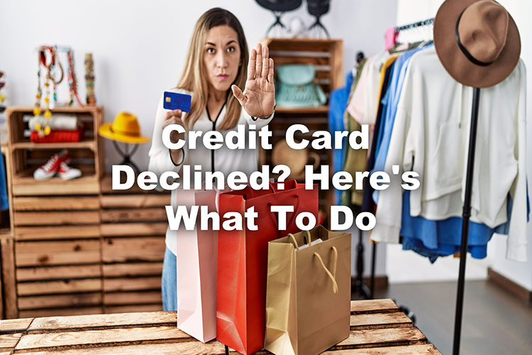 woman in store with credit card declined