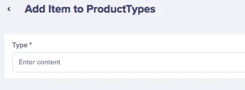 product type input field