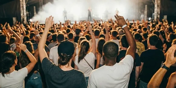 A lively crowd at a concert
