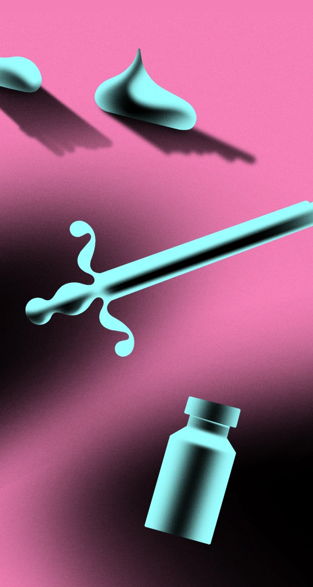 Illustration of gel, syringes, and bottles