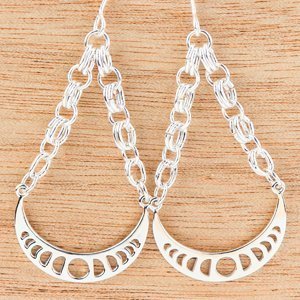 Chainmaille Moon Cycle Earrings by Erica Stice