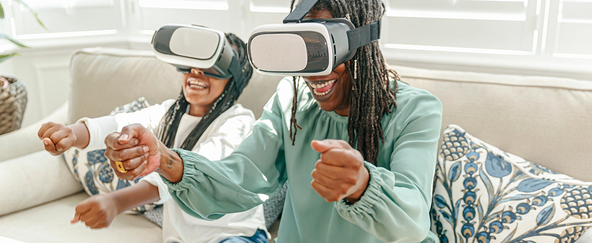 A couple playing some VR games
