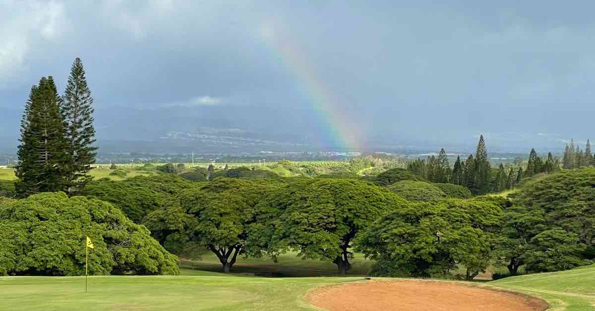 Rainbow over a golf course