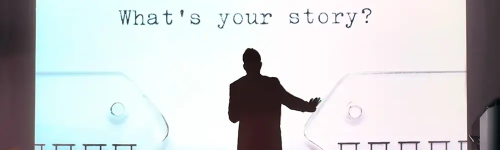 silhouette of person presenting with the words "What's your story?' above them
