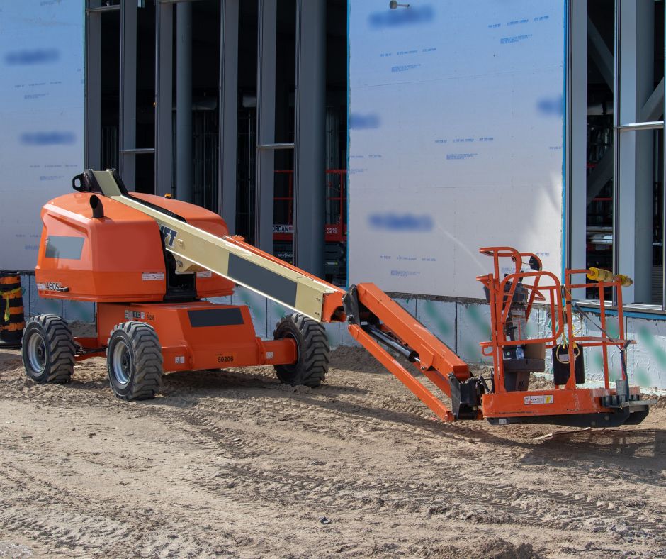 JLG boom lift on a construction site