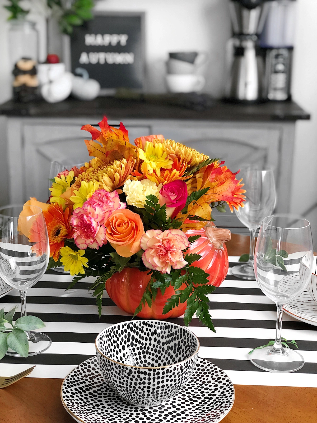 plentiful pumpkin flower centerpiece