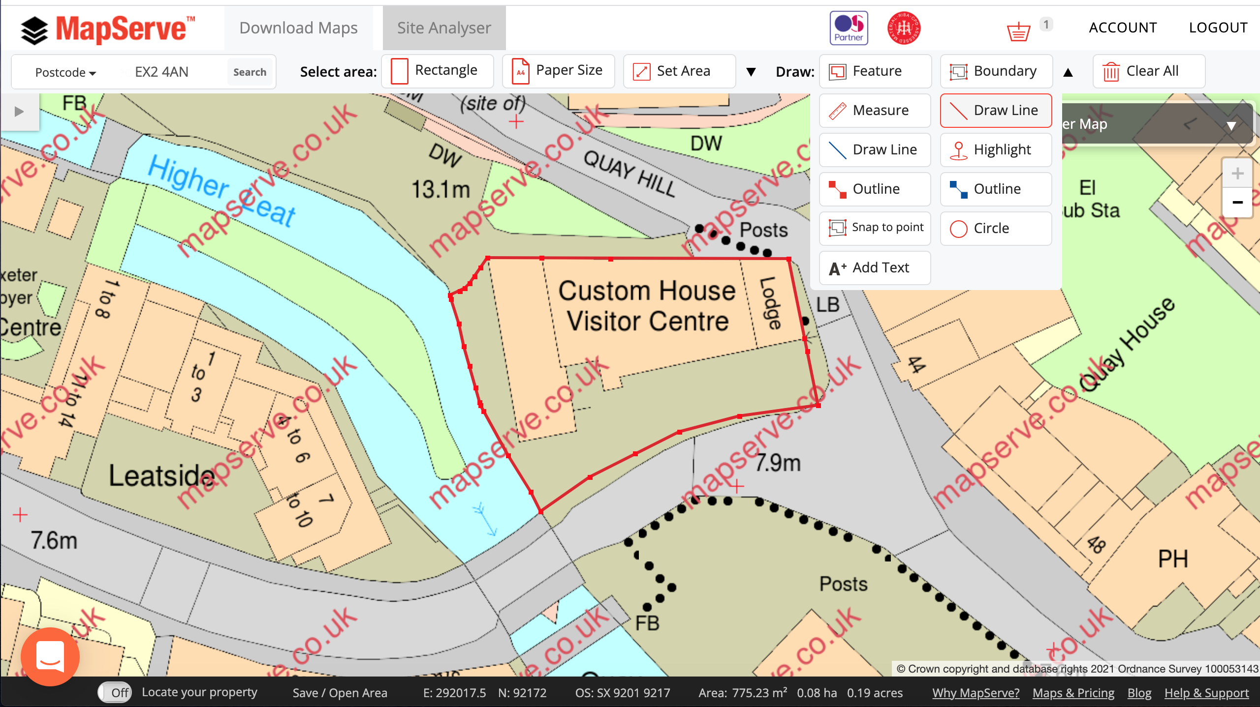 MapServe®'s draw line tool