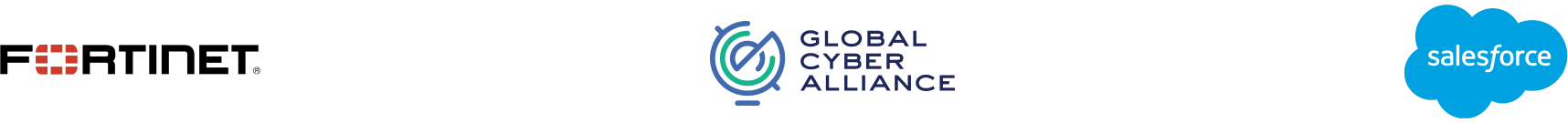 Fortinet, Global Cyber Alliance, Salesforce logo