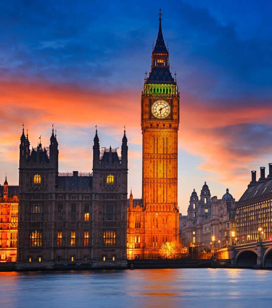 Big Ben clock tower in London, United Kingdom at night