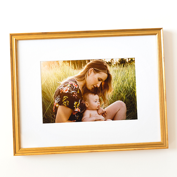 Baby & Mom photo in thin gold Richmond frame