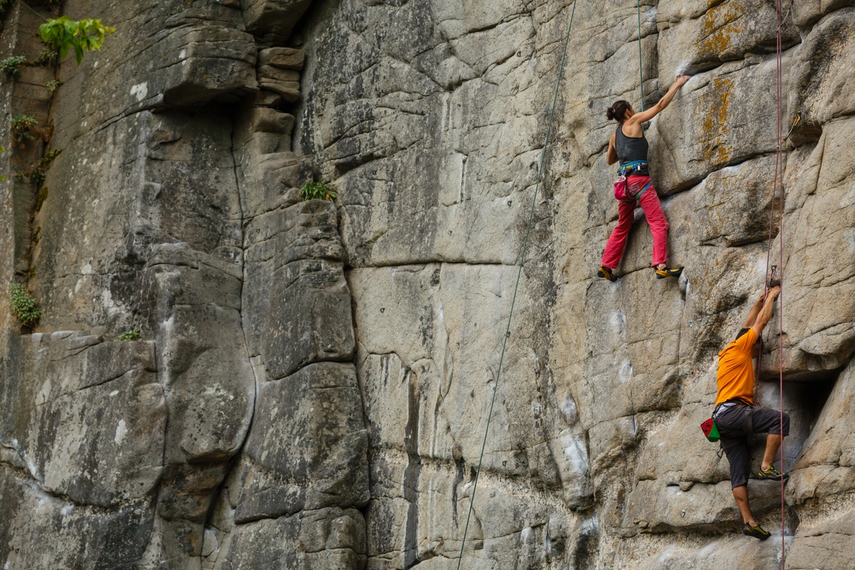 Climbing the sides of a cliff