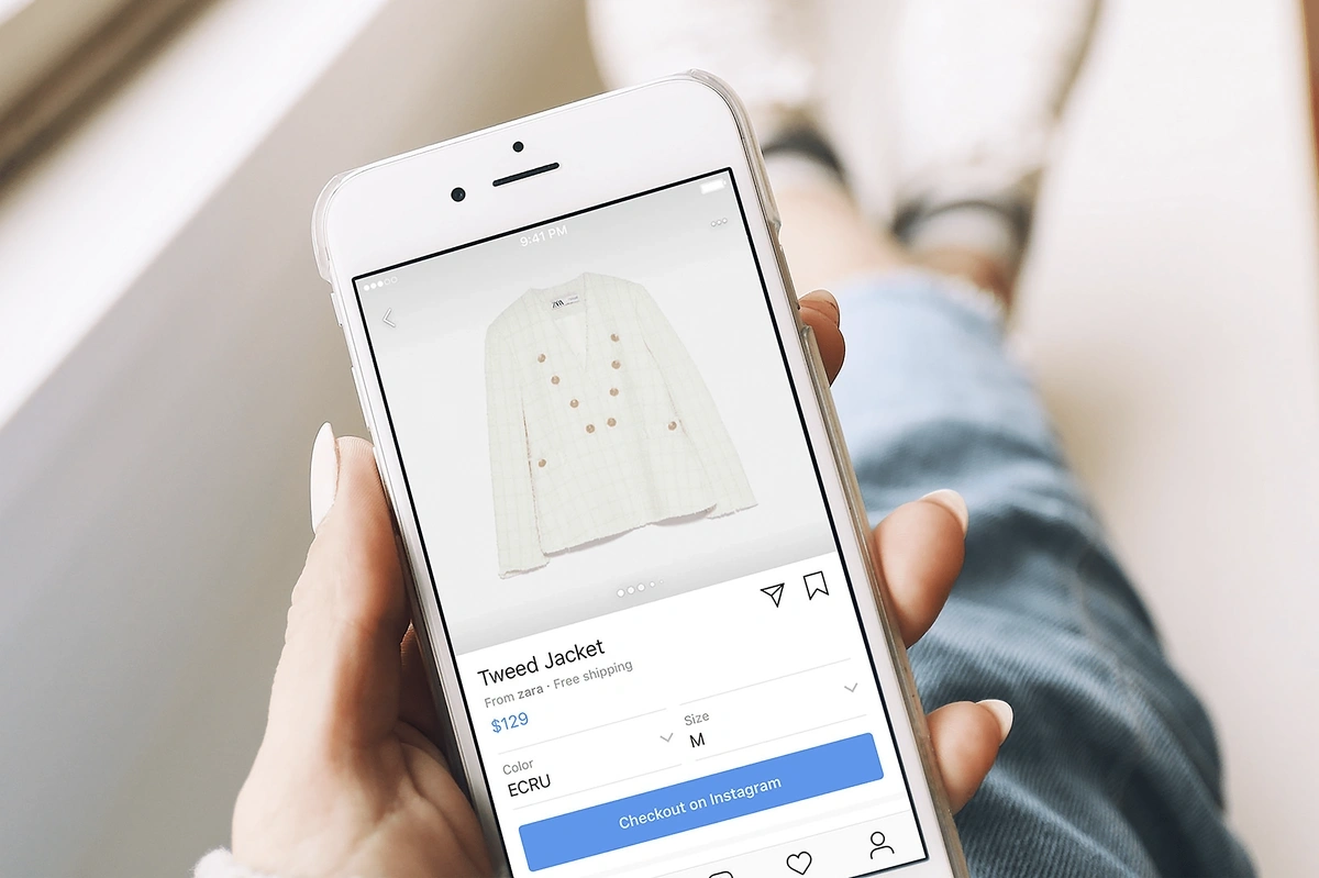 Example image of a shopper using Instagram Checkout