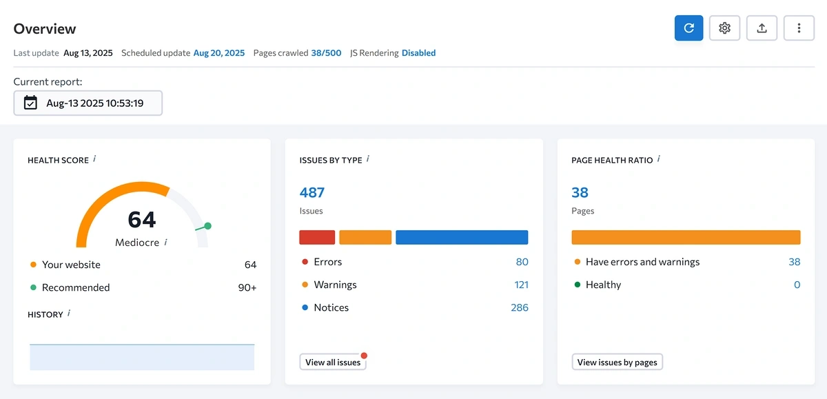 e ranking site audit