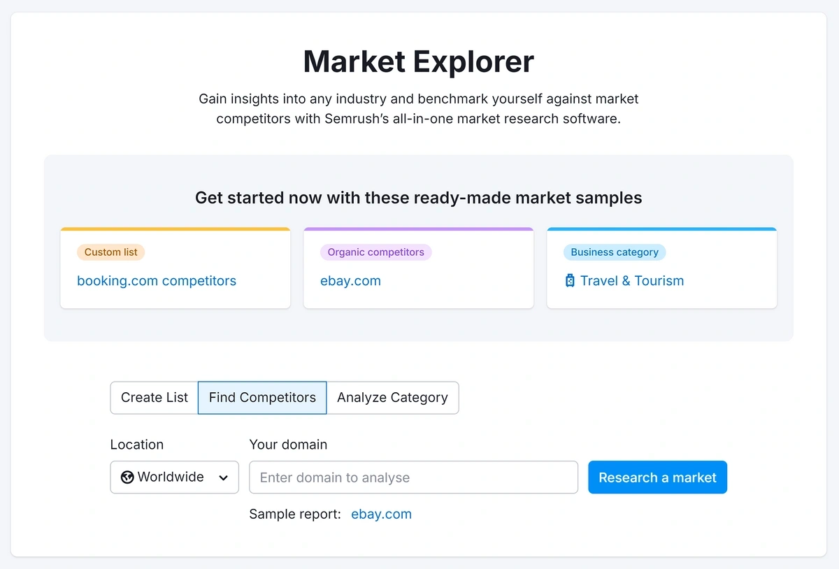 Semrush – Market Explorer