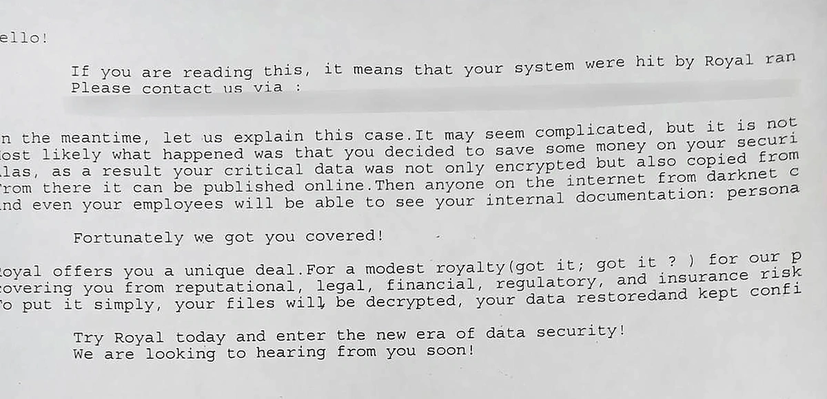 example of a ransomware note