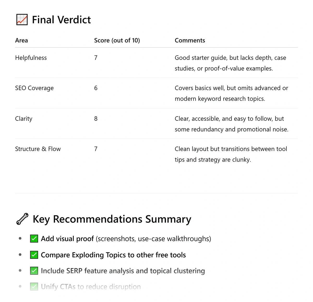 Performing content audit for published content with ChatGPT