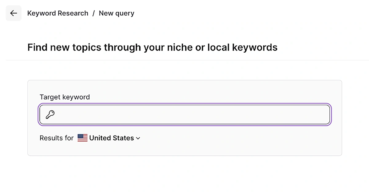 Adding a seed keyword in Surfer SEO