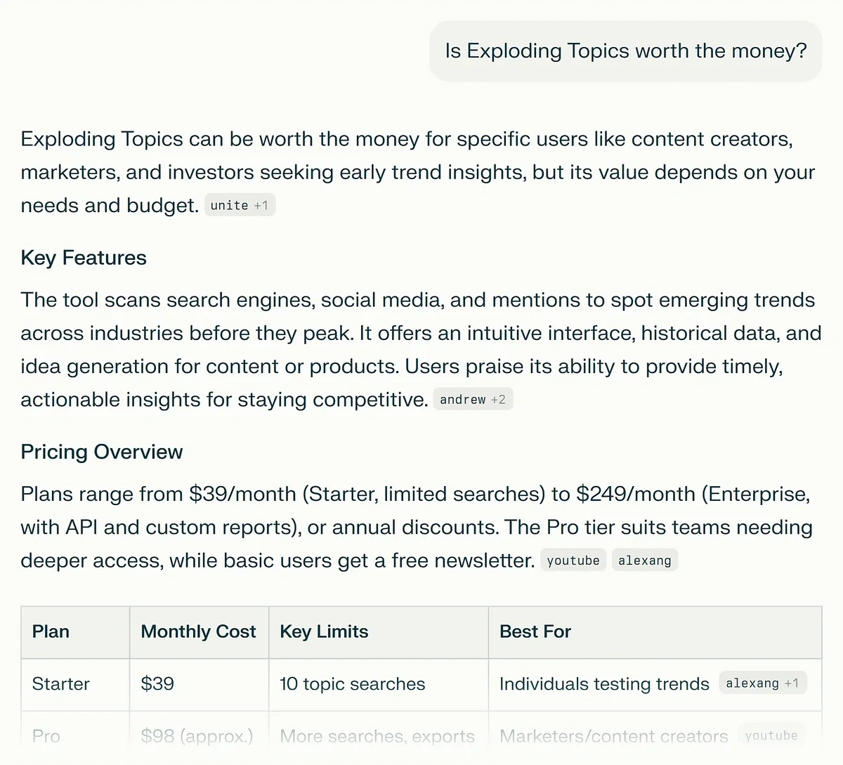 Example of a transactional query in an AI chat