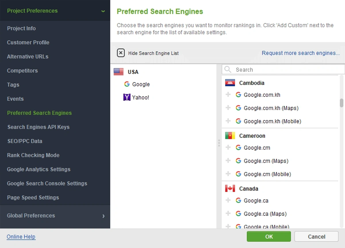 Adding location specific rank tracking in SEO PowerSuite