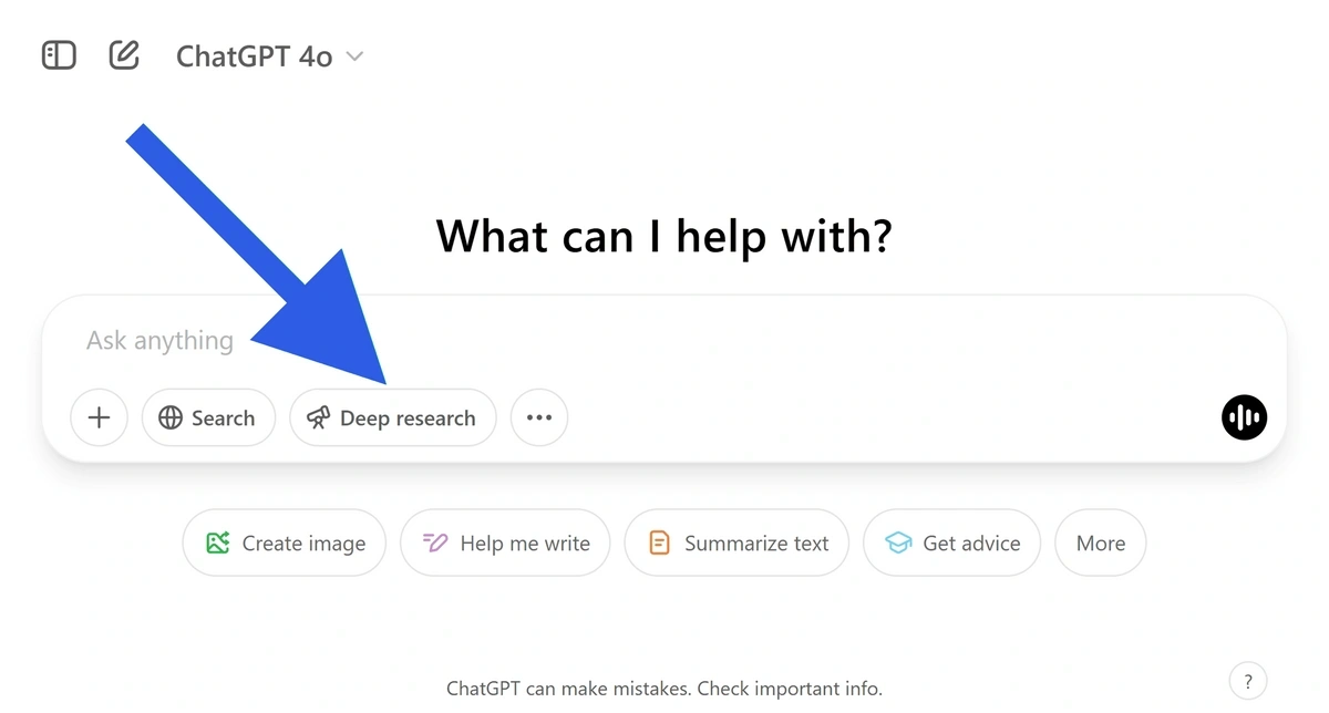 Deep Research enabled in ChatGPT