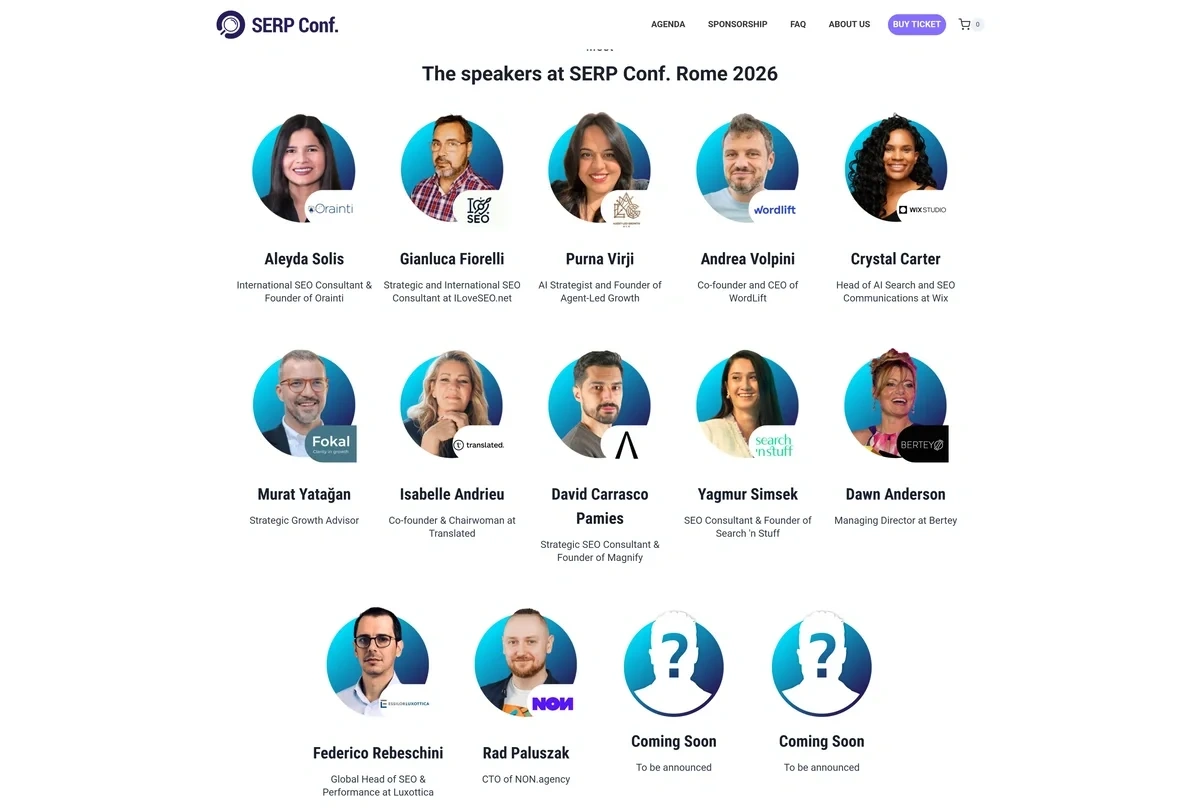 Serp Conf Rome lineup 2026