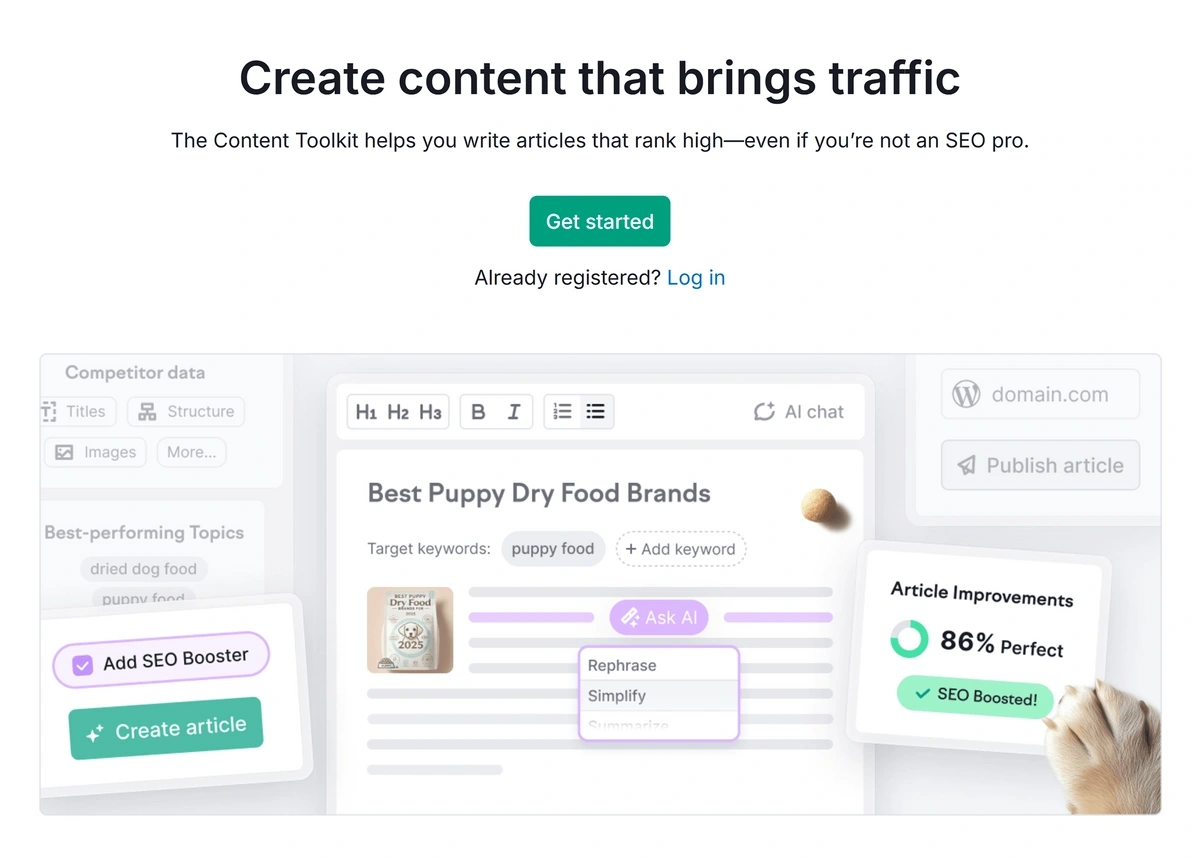 Semrush Content Toolkit page
