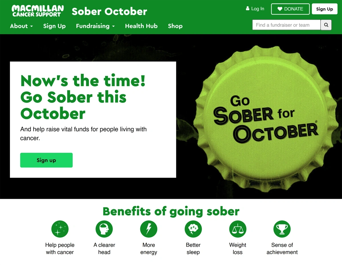 Macmillan Cancer research Go Sober for October event