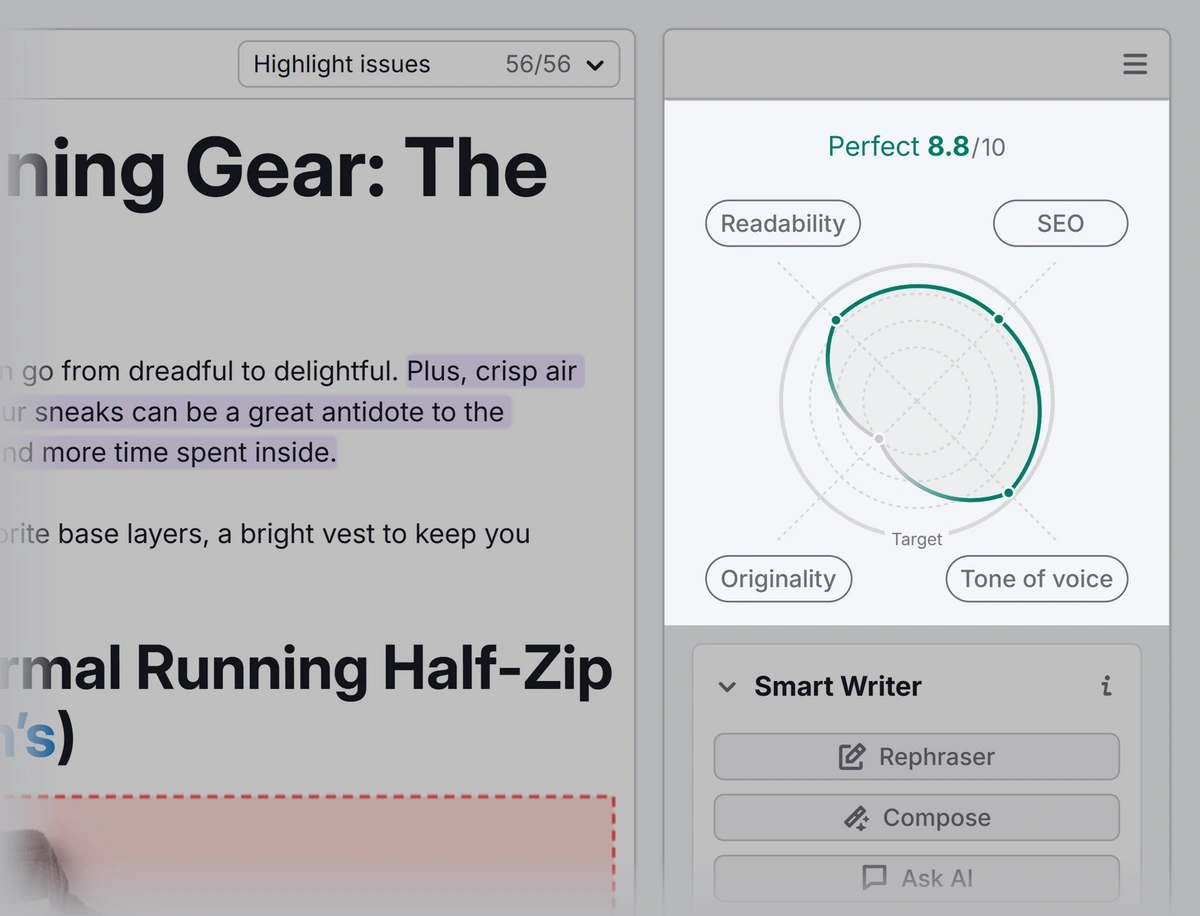 Semrush seo writing assistant example