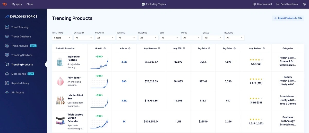 Exploding Topics screenshot