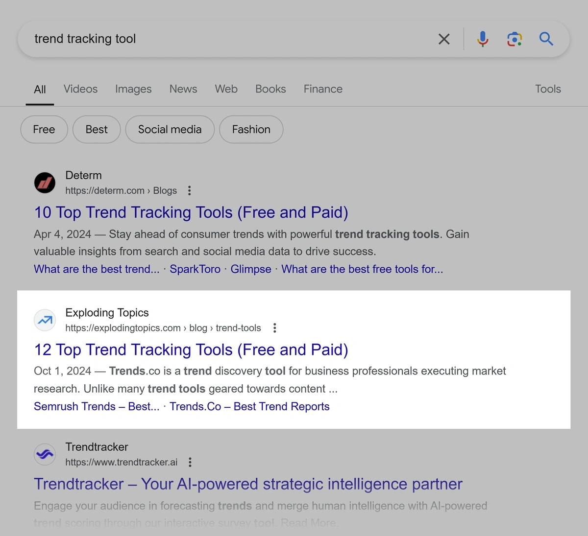 Google SERP – Trend tracking tool