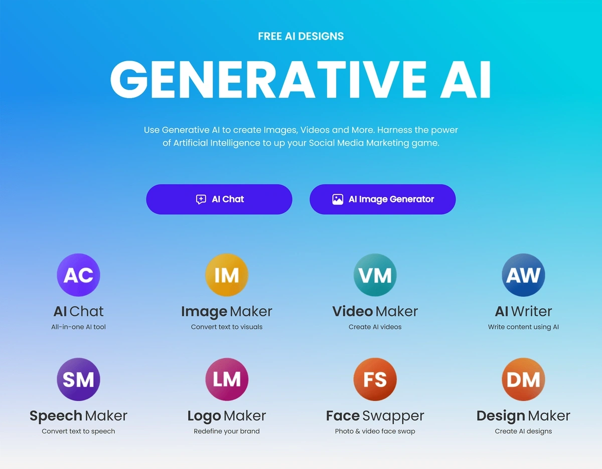 Screengrab from the Designs AI website showing its range of AI tools