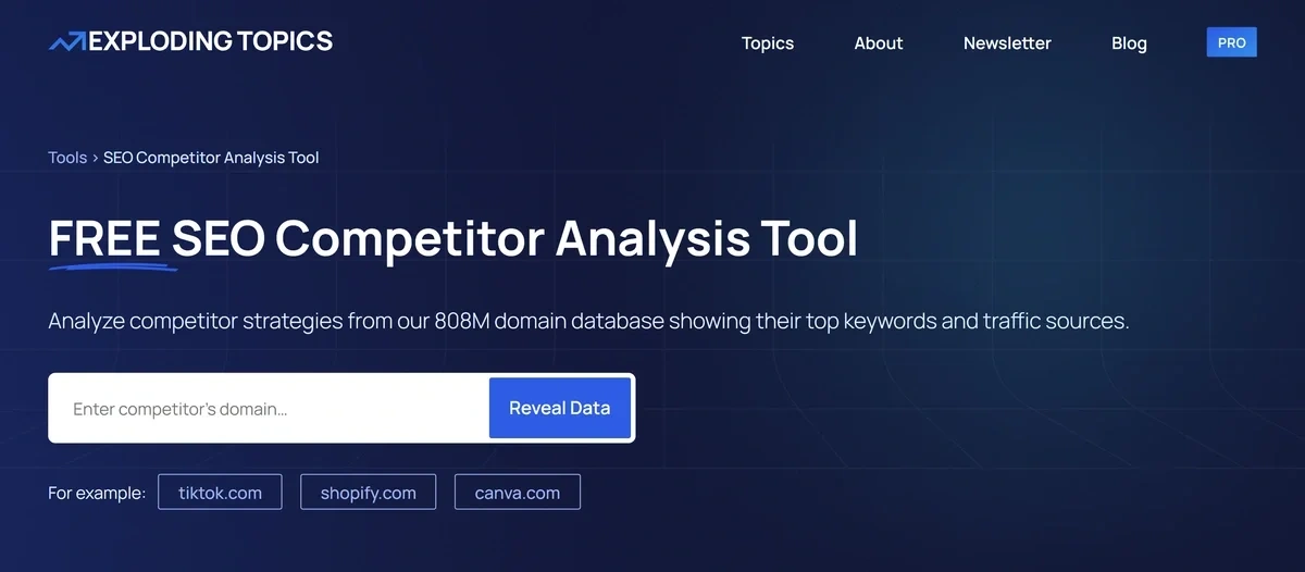 Exploding Topics SEO competitor analysis tool