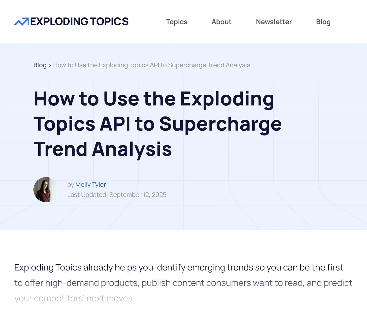 An Exploding Topics API "how-to" article
