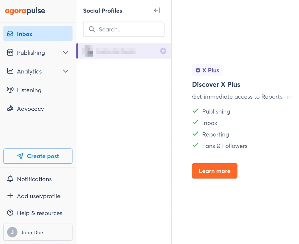 agorapulse menu