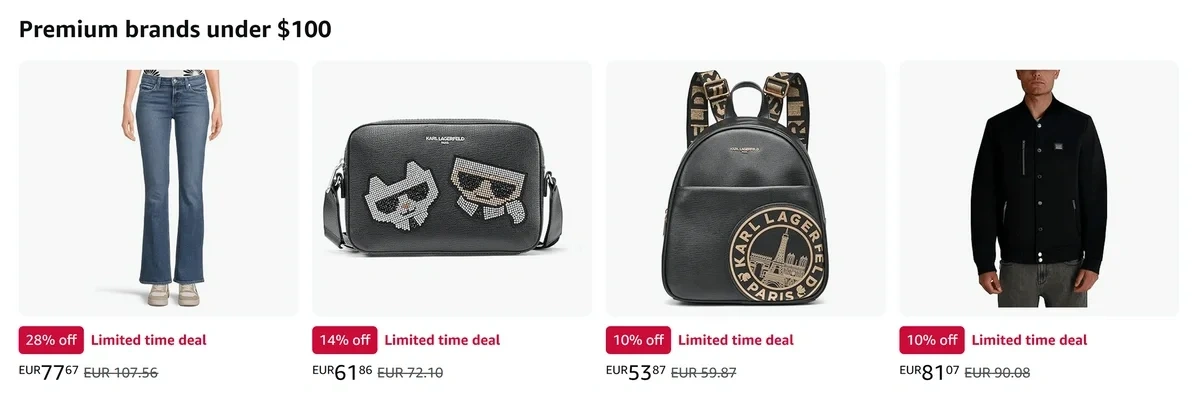 Premium brands under $100 promotion on Amazon for Prime Day
