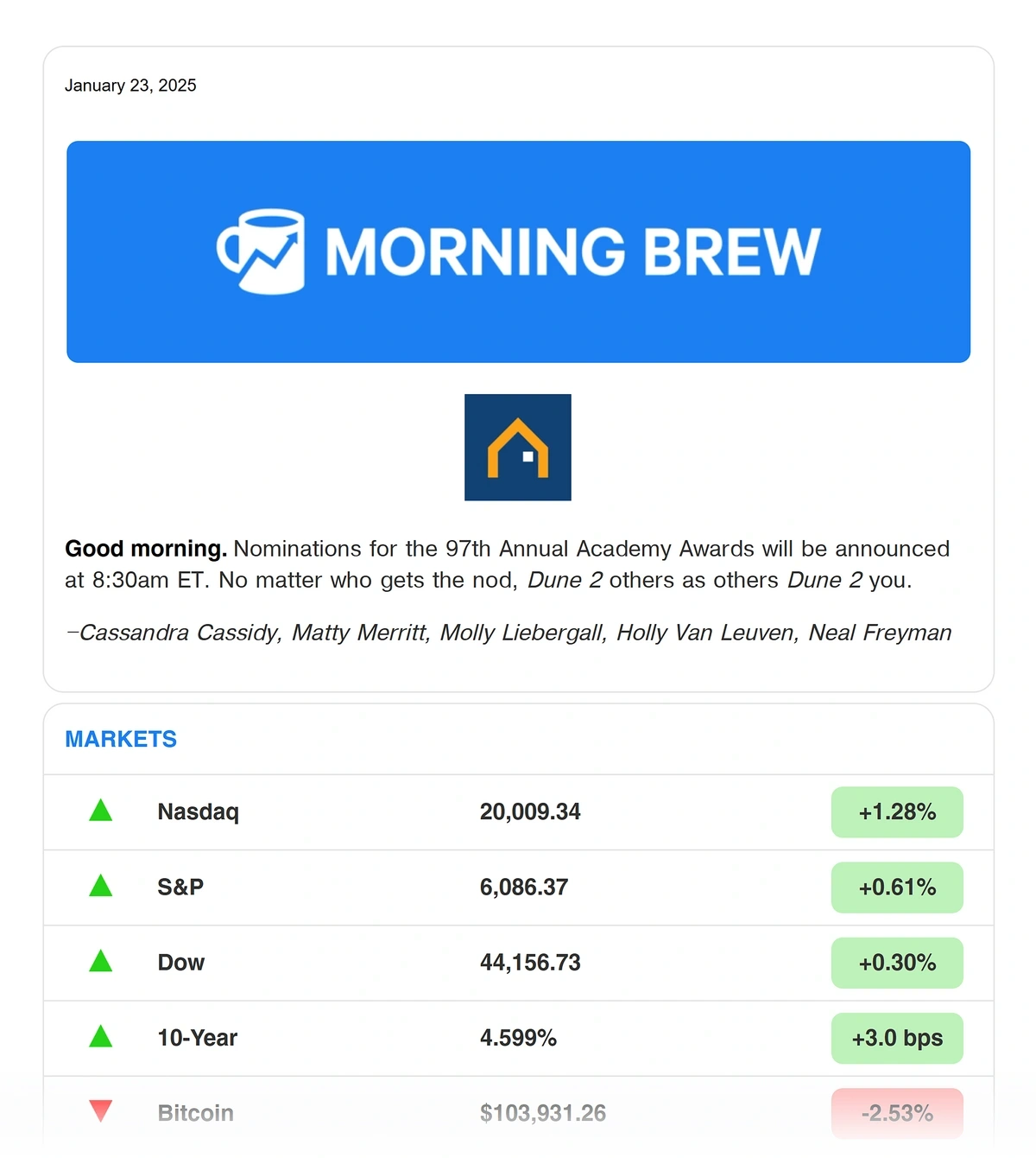 Morning Brew newsletter from January 23, 2025