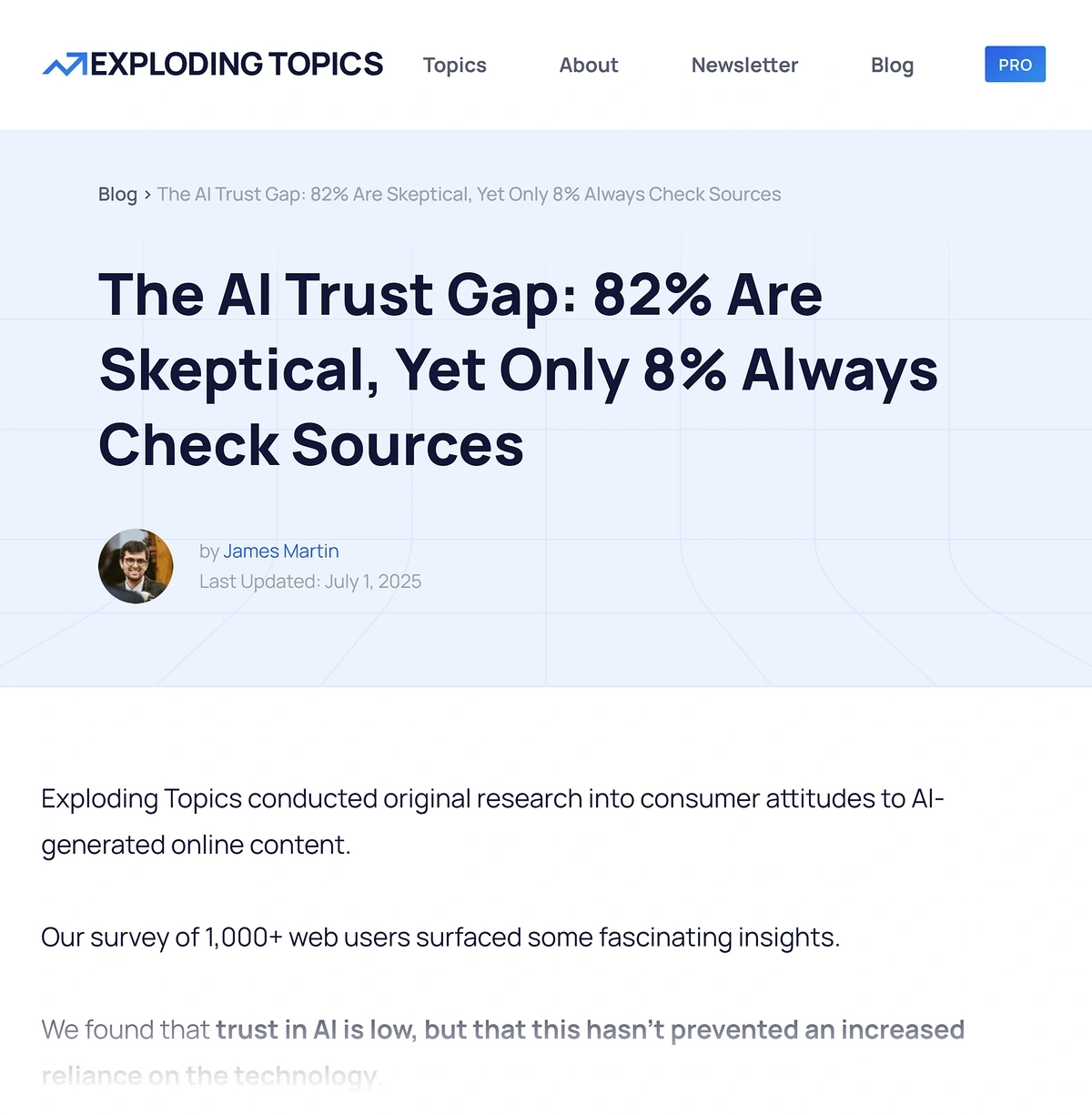 Exploding Topics original research article
