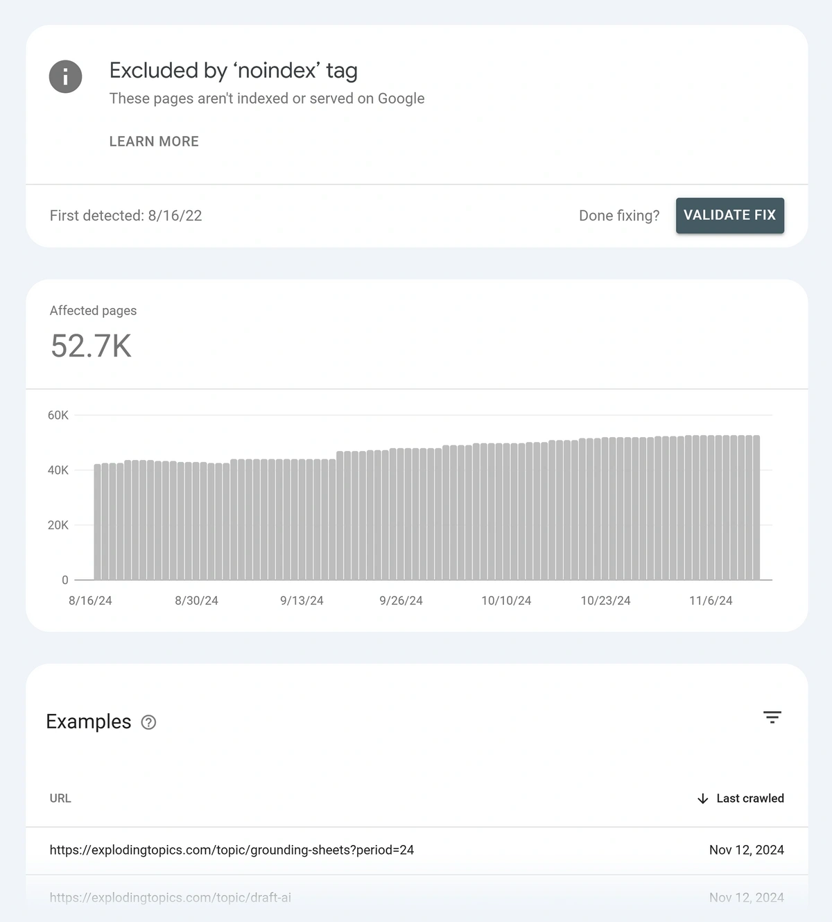 Exploding Topics  – No index pages