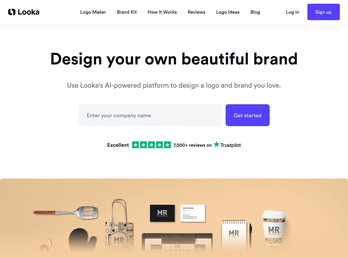 Looka homepage