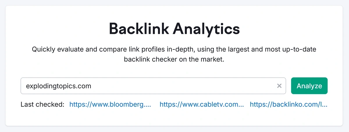 Analyzing backlinks in Semrush