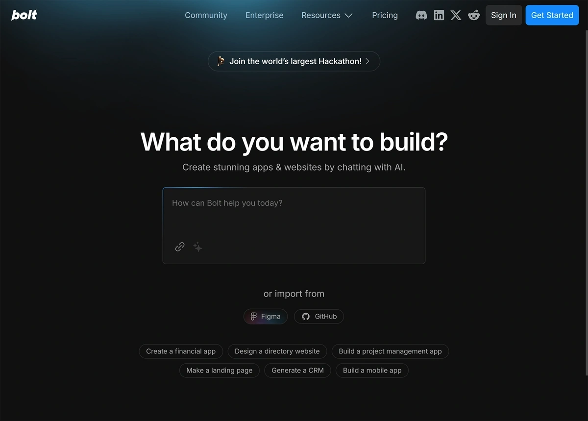 Bolt homepage