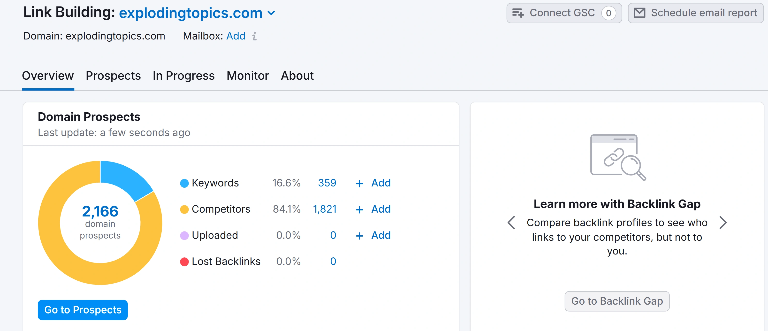 Semrush Link Building tool