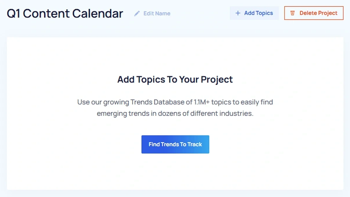 Creating a new trend tracking project in Exploding Topics
