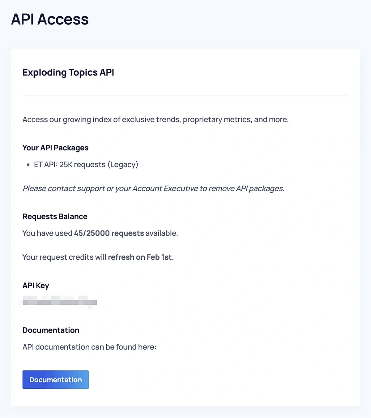Exploding Topics API key