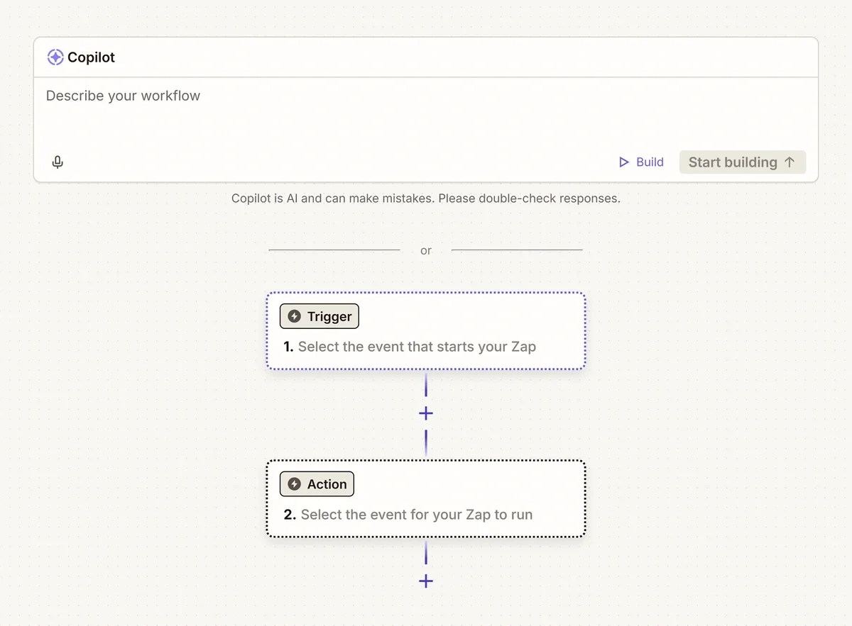 Setting up a trigger in the Zapier workflow builder